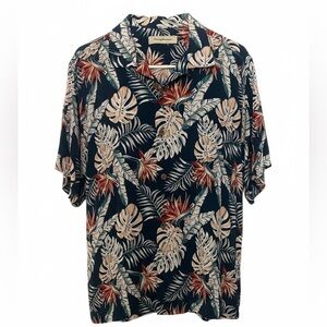 Tommy Bahama Floral Button Down Shirt - Navy and Cream